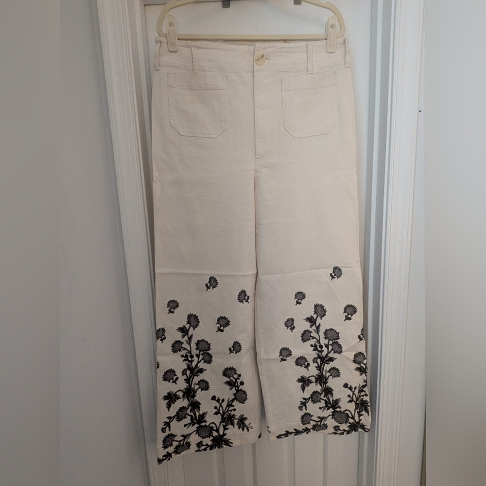 Anthropologie Maeve Cream Colette Pants
